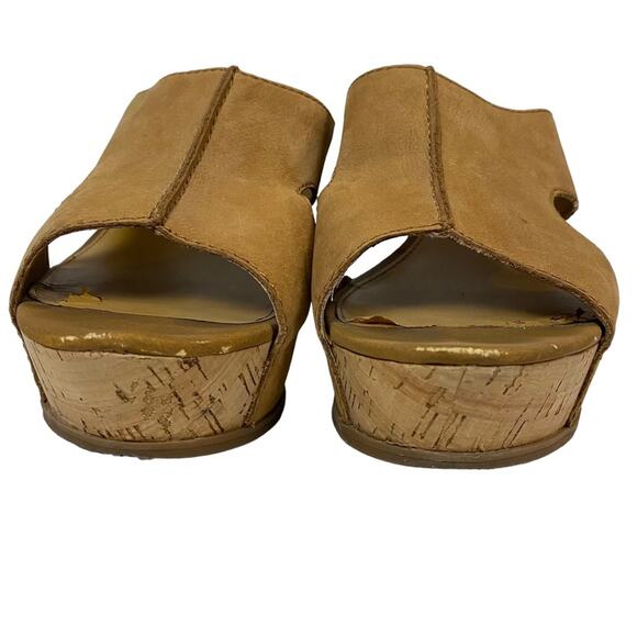 Franco Sarto Fiona Tan Leather Cork Platform Wedge Slip On Shoes Size 11 - Picture 2 of 13
